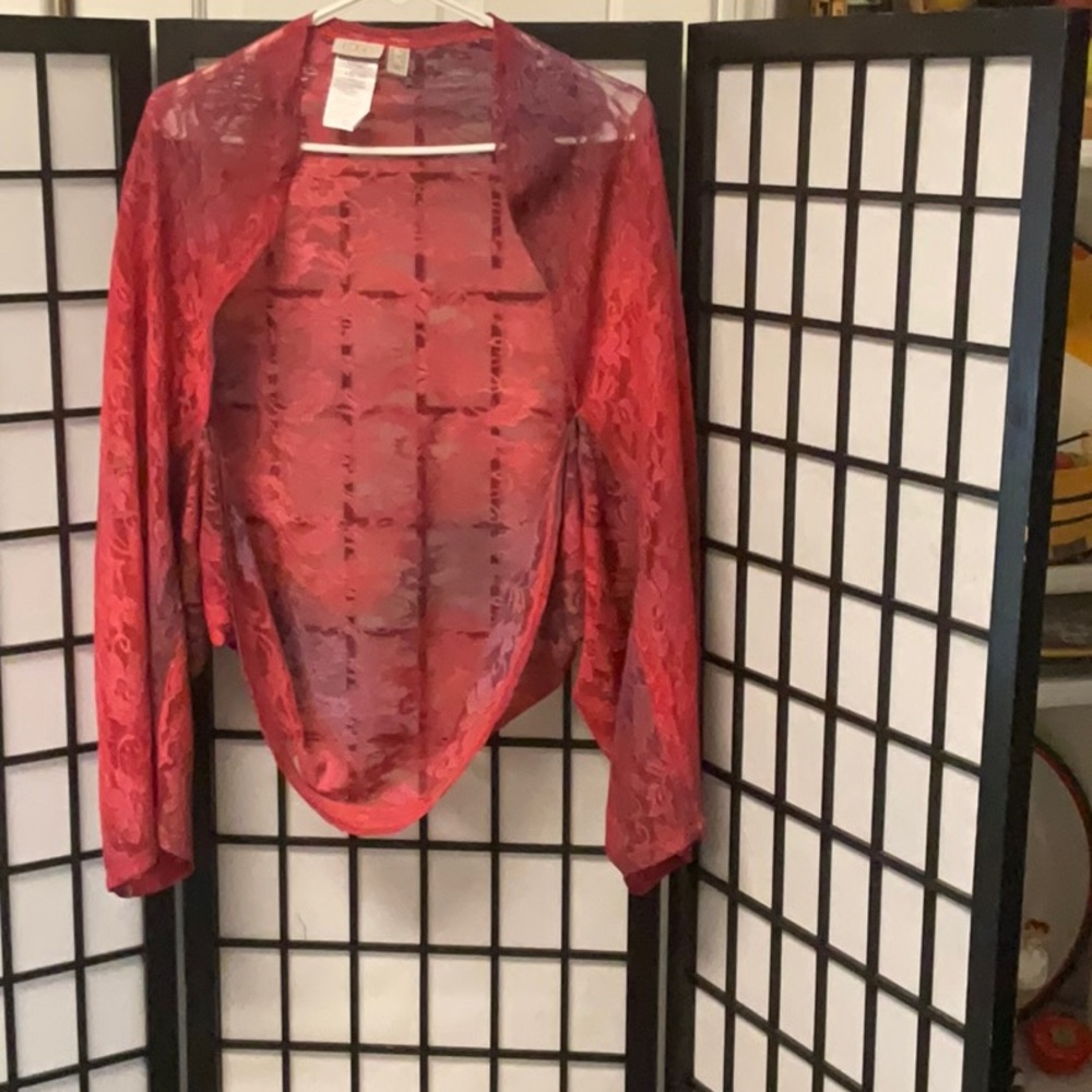 Elegant Red Lace Women's Shrug OS